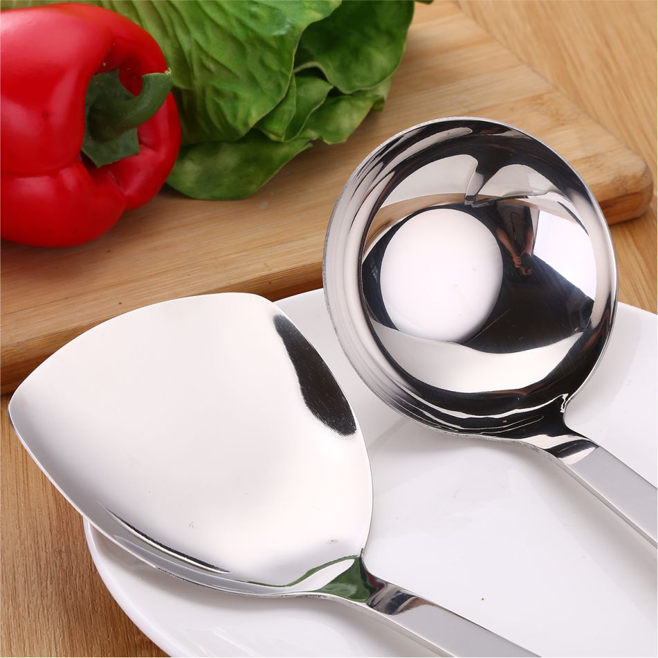 No magnético de acero inoxidable utensilios de cocina espátula cuchara de sopa espátula de cocina Negro Perla olla caliente sopa Shell freír pala colador grande
