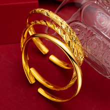 越南沙金网红款金版仿金时尚复古6n开口满天星手镯光面手镯批发女