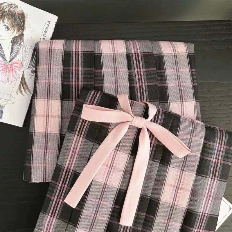 Odamachi jk униформа оригинальная сетка юбка [Розовое море тумана] Женская плиссированная юбка колледжа короткая юбка черный розовый студент