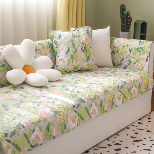 American Country Style Cotton Sofa Cushion Fabric for All Seasons, Simple Modern Combination Sofa Cover, Full Cover