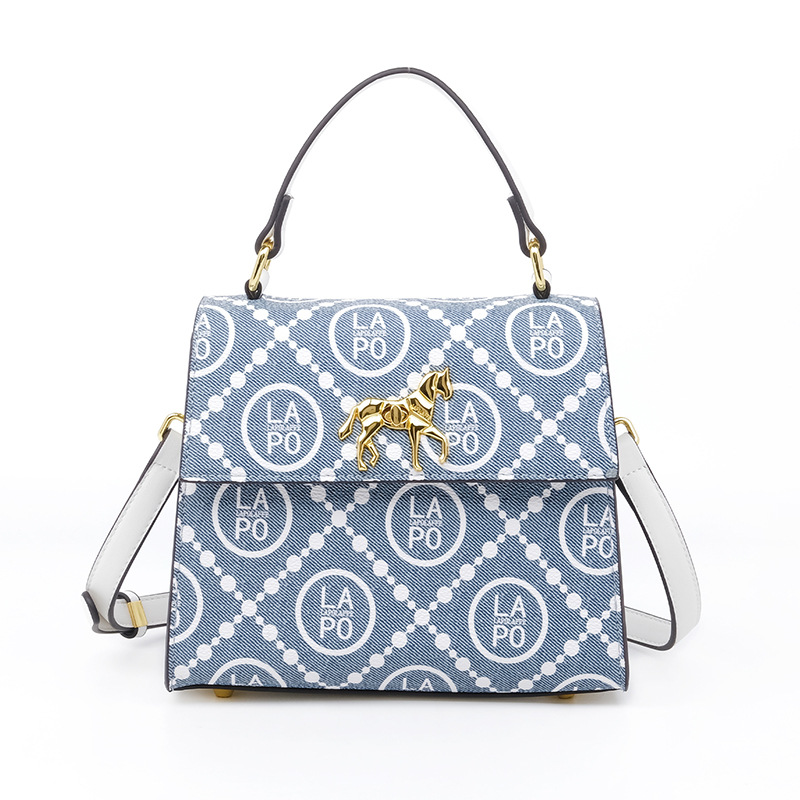 Impresión de estilo de mujer con tapa de flip bolso de mano de color contraste mini personalidad bolso LP7231 #