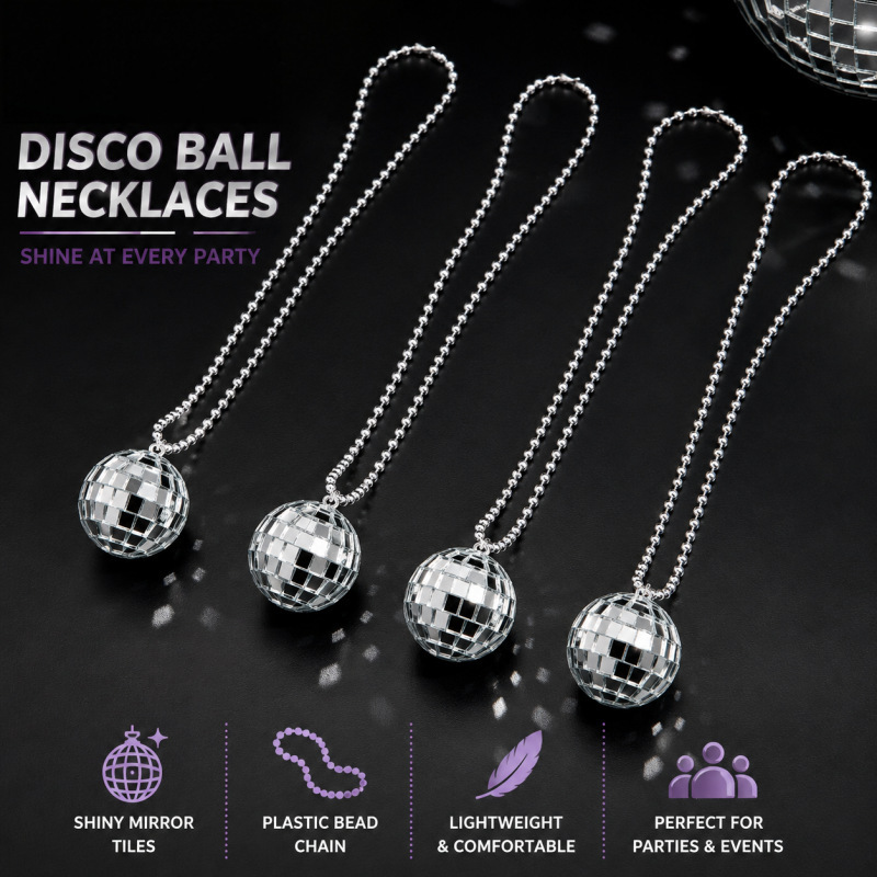 Mirror Disco Ball Necklace Silver 70s Disco Party Necklace Unique Trendy Necklace Mirror Disco Ball Necklace Silver 70s Disco Party Necklace Unique Trendy Necklace