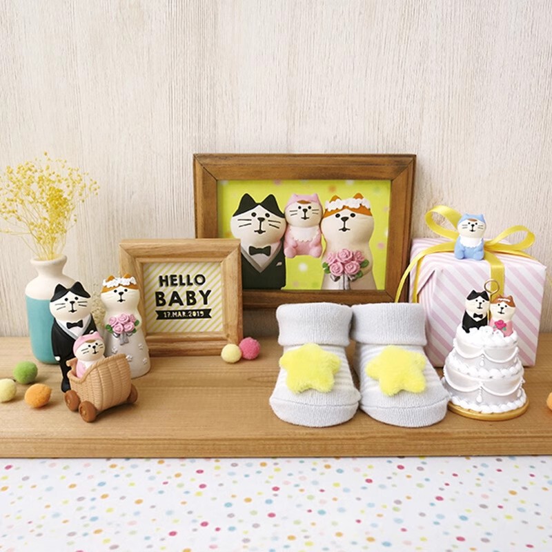 Japanese Zakka Wedding Series Gifts Car Home Cat Resin Photography Ornaments Miniature Resin Crafts