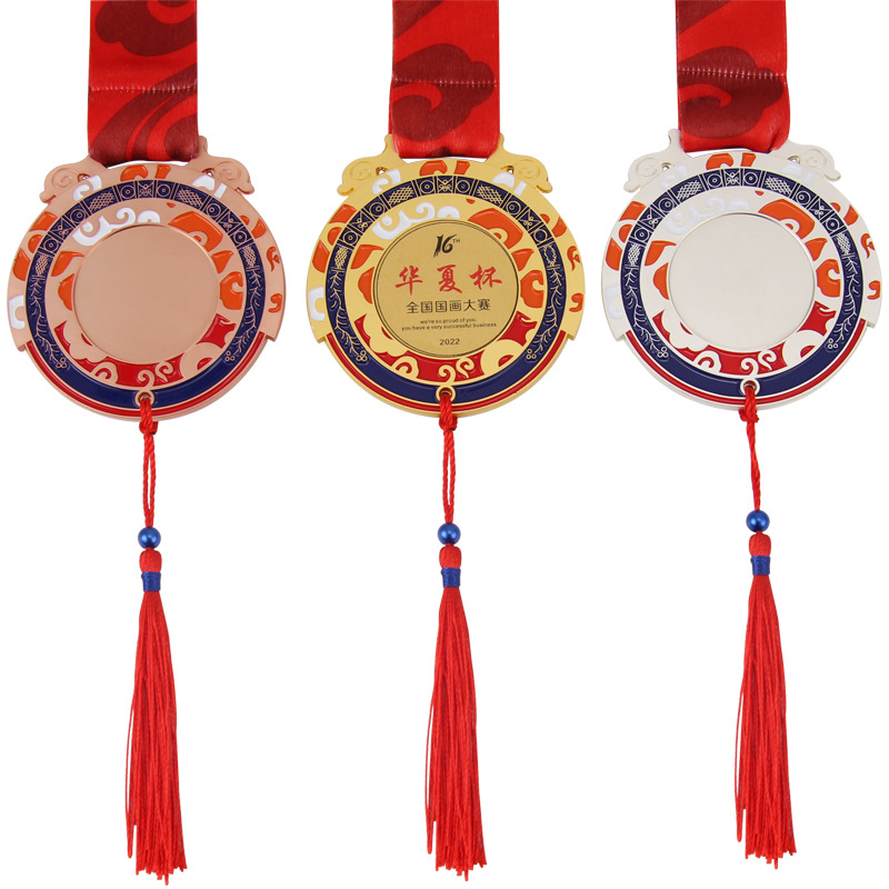 Medallas de alta gama estilo chino para eventos deportivos, premios honoríficos, placas conmemorativas de metal y bronce con grabado de alta calidad.