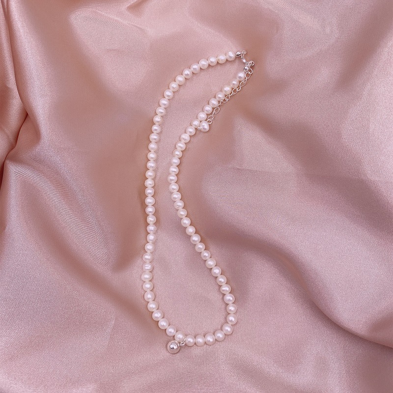 Retro Geometric Pearl Copper Necklace