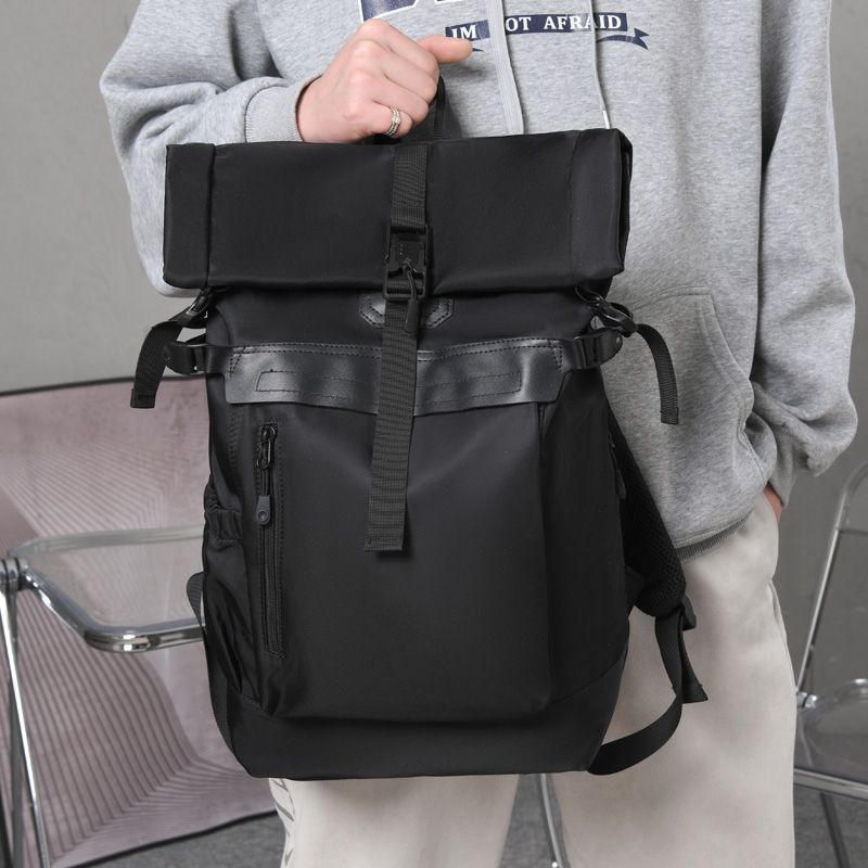 トレンディなブランドスクールバッグ男子大学生インバックパック大容量コンピュータバッグボーイズバックパック韓国語版トラベルバッグブラック|undefined