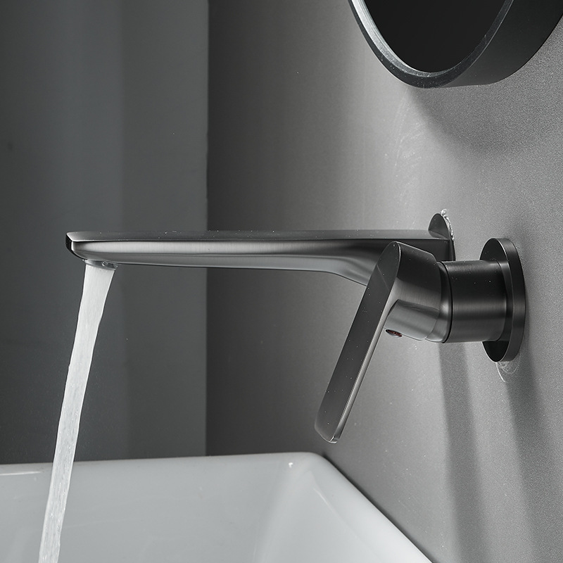 Wall-mounted basin faucet full copper hot and cold hidden hotel sink concealed embedded installed faucet