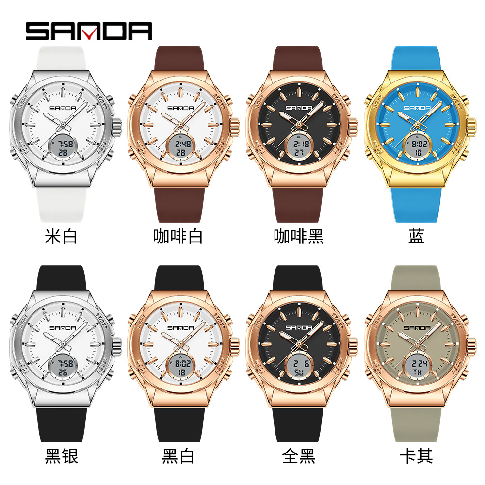 SANDA SANDA reloj electrónico multifuncional doble pantalla reloj deportivo reloj despertador cronógrafo de escuela secundaria relojes de estudiantes masculinos y femeninos