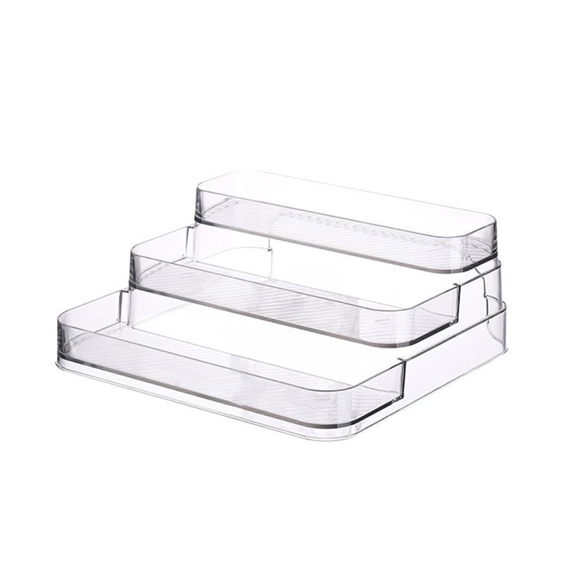 Акриловая косметическая organizer, прозрачная PET 3-уровневая стойка для стола, 26.5×24.5×10 см