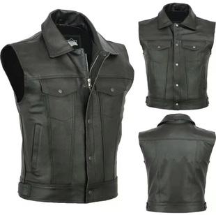 2024 new Amazon Wish AliExpress solid color vest locomotive stand collar leather vest team punk waistcoat