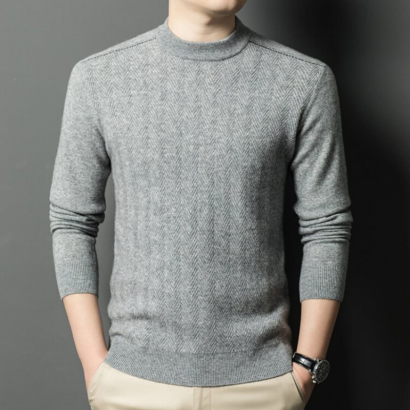 Autumn 2024 New Long Sleeve Sweater Men's Fashion Business Casual Simple Light Luxury Trendy Men's Clothes