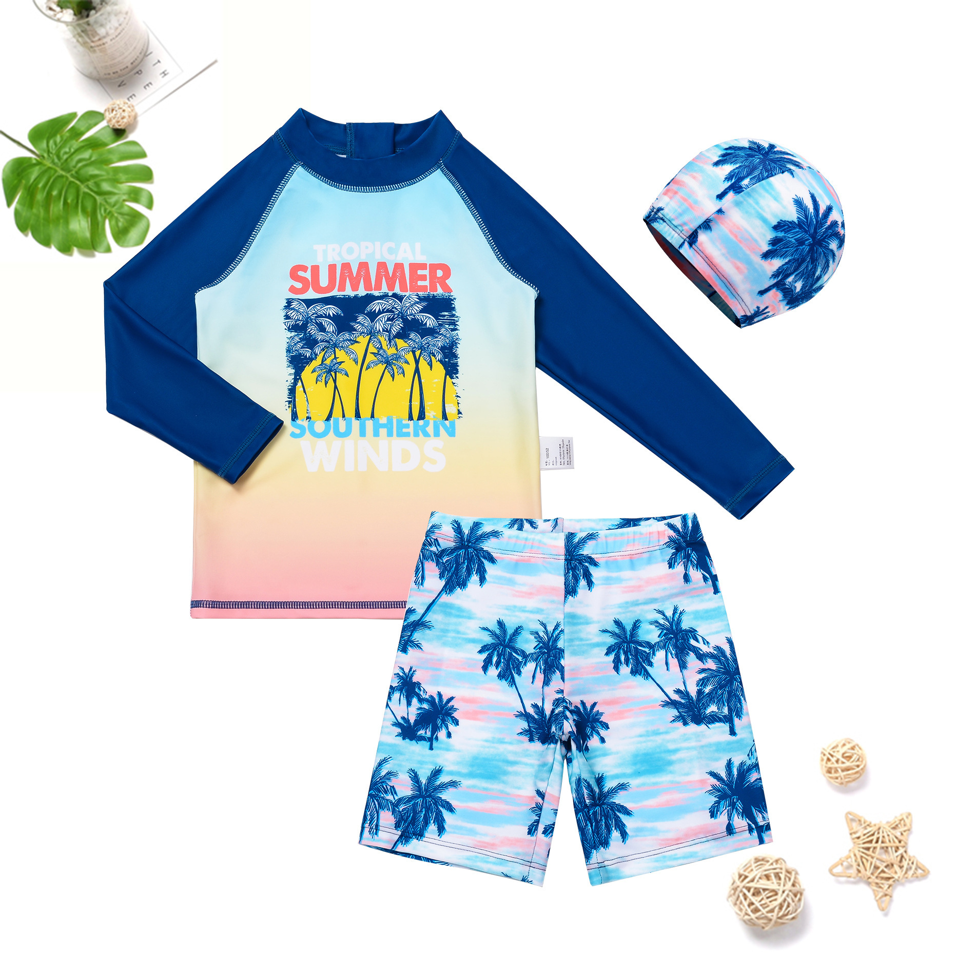 Conjunto de traje de baño para niños de 7 a 12 años, conjunto de tres piezas, diseño de dinosaurio de dibujos animados, protección solar, secado rápido, conjunto de traje de baño de manga larga para niños mayores image 25