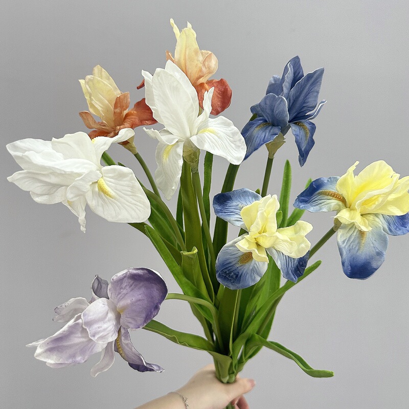 High-Quality Pu Alice Iris Artificial Flowers for Home Decoration, Designer Floral Art Materials, Photography Fake Flower Bouquets