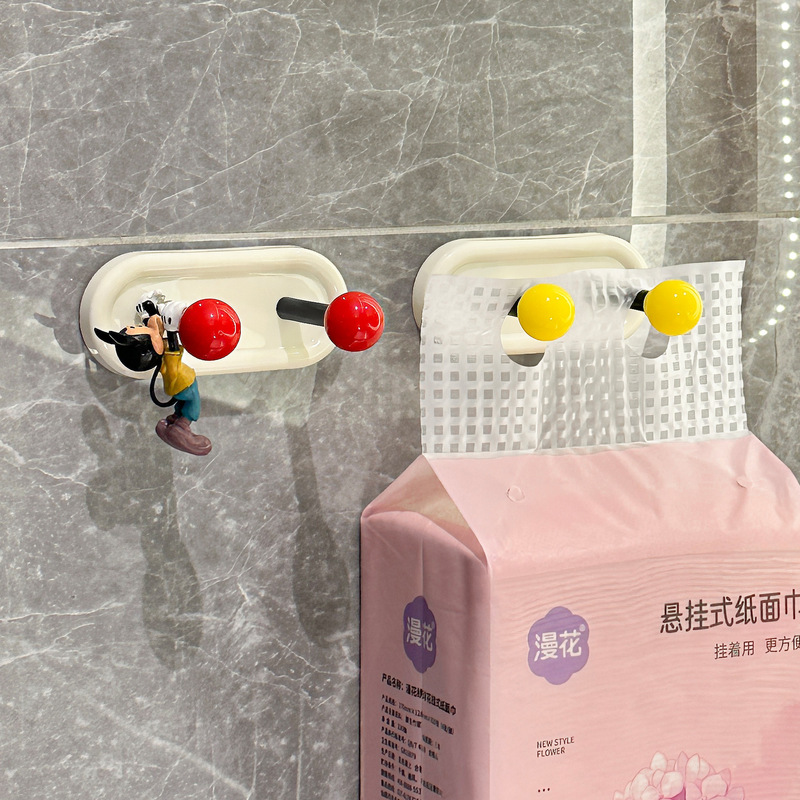 Dopamine Hook Non-perforated Strong Load-bearing Sticky Hook Bathroom Door Hanging Wash Towel Paper Double Hanging Clothes Hook