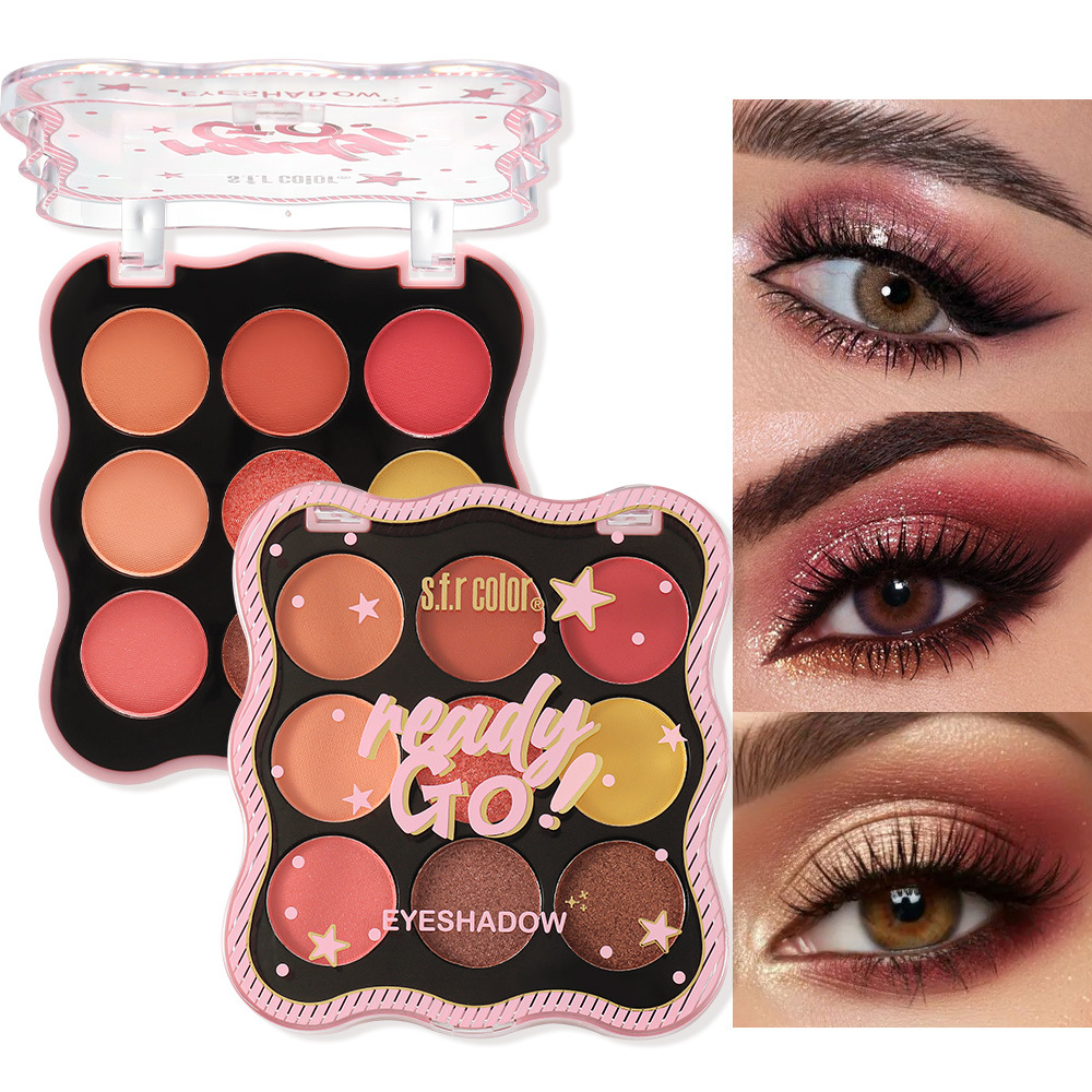 s.f.r color transfronterizo exclusivo mate perla escenario maquillaje de nueve colores bandeja de sombra de ojos al por mayor barata fiesta estudiantil