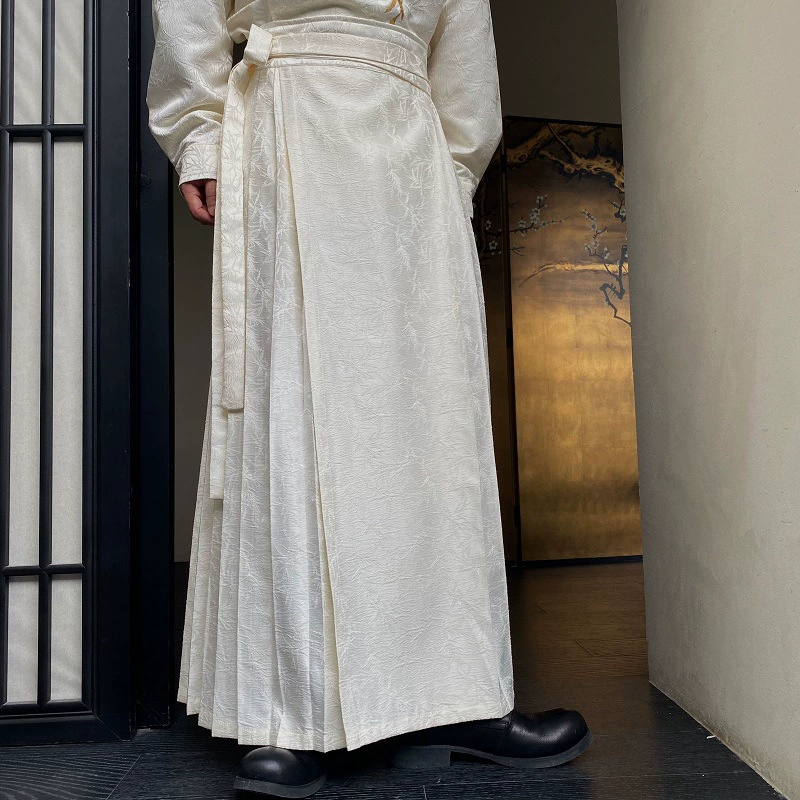 Осеннее Новое китайское жаккардовое плиссированное платье с верхом лошади, винтажная модная мужская и женская юбка А-силуэта 26095110, дизайн на шнуровке