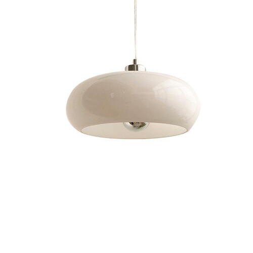 Mid-century milky white Bauhaus glass three-egg tart pendant light, Nordic restaurant bedside lamp, ambiance, entrance hall bar counter
