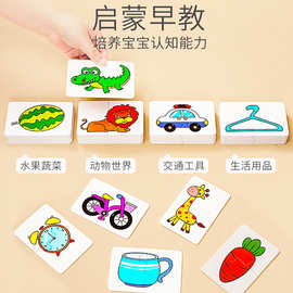 儿童玩具早教拼图卡配对卡片婴儿启蒙卡训练拼图入门级全套益智卡