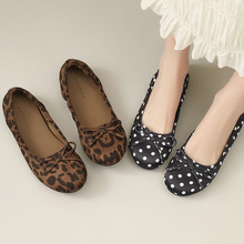 2025铂思现款圆头休闲芭蕾舞鞋玛丽珍平底百搭蝴蝶结波点女单鞋