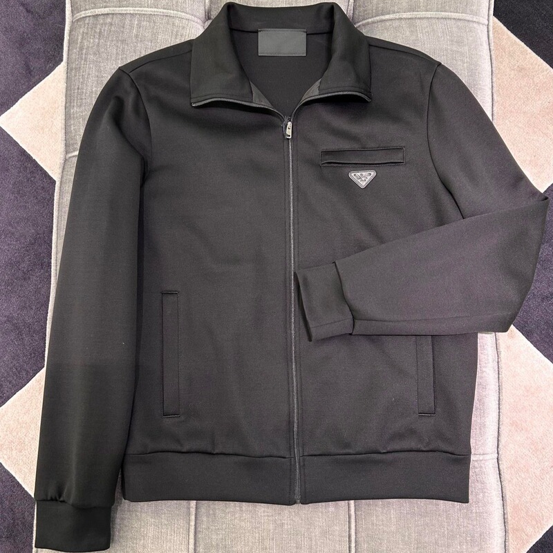 2025 New Casual Fashion Jacket with Triangular Logo on the Chest, Stand-Up Collar, Zipper, Stylish and Versatile, Unisex
