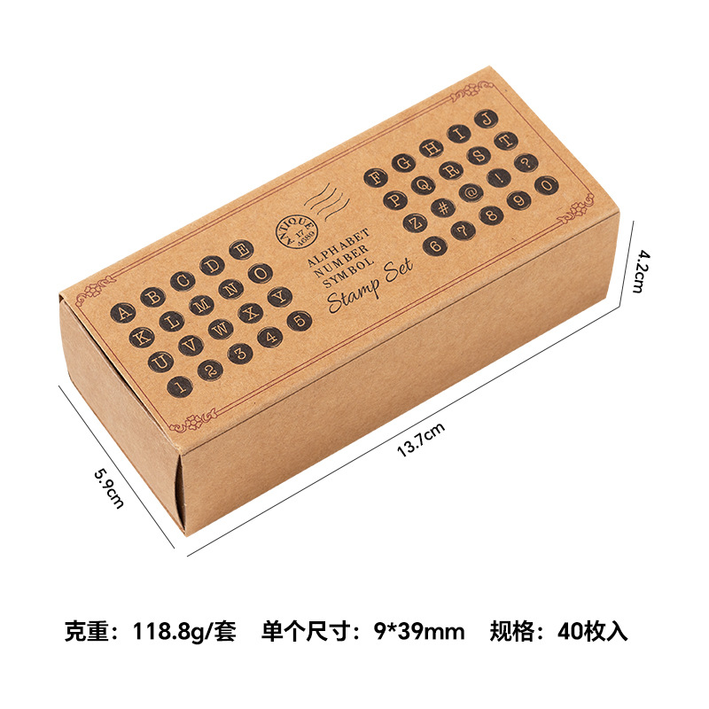 Carta de madera creativa sello cilindro DIY diario decoración inglés Serie 2 tipos elegir 40 unidades
