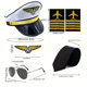 Halloween Airline Pilot Hat Costume Accessories with Captain's Hat Eaulets Glasses Tie Cosplay suit