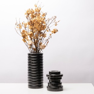 Simple modern creative marble cylindrical vase flower decoration soft tea table dining table vase flower decoration