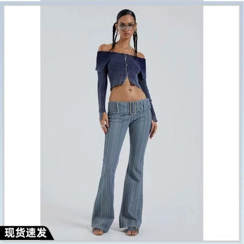 Jaded London retro tannin color water washing water shoulder thread zipper spicy girl dew sweater sweater