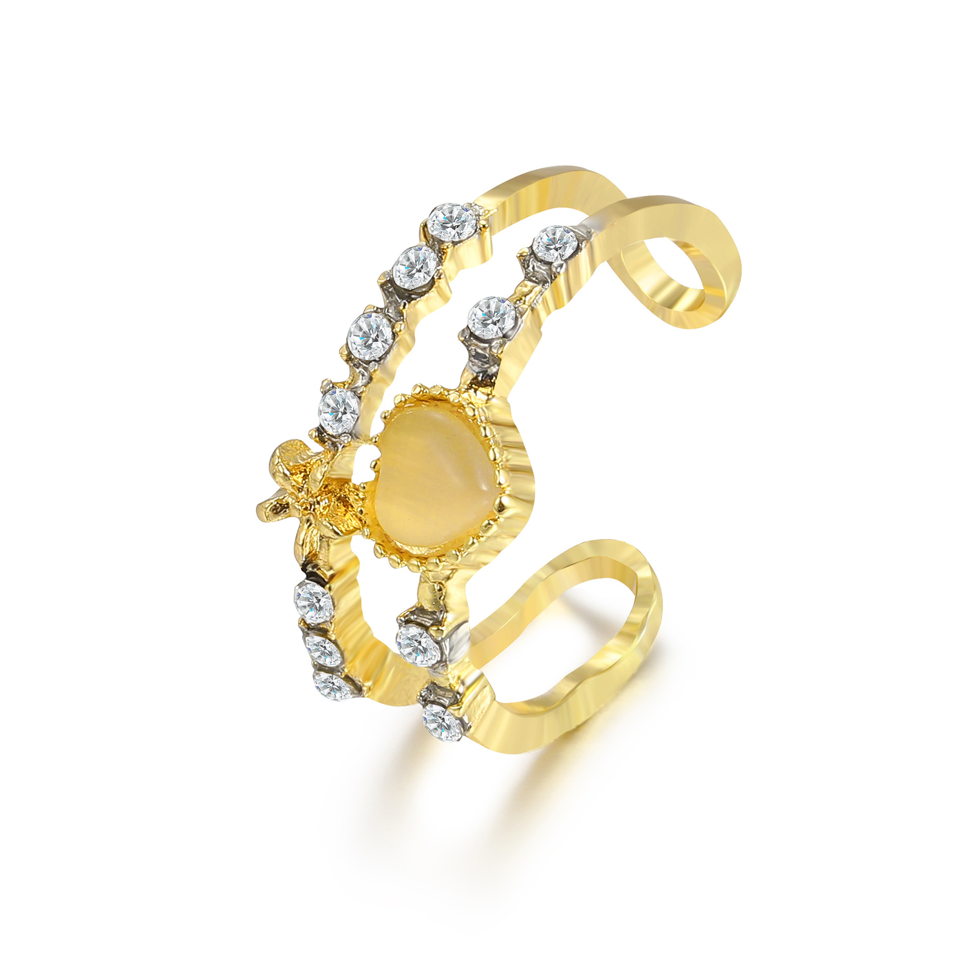Fashion Fruit Heart Shape Flower Alloy Inlay Rhinestones Womenu0027S Open Ring 1 Piece