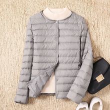 白鸭绒轻薄羽绒服女内胆大码圆领短款秋冬新款无领保暖领外套