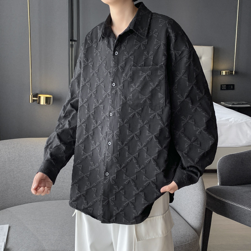 Spring and autumn Harajuku style design sense ins long sleeve shirt men's vintage Korean version loose casual shirt jacket
