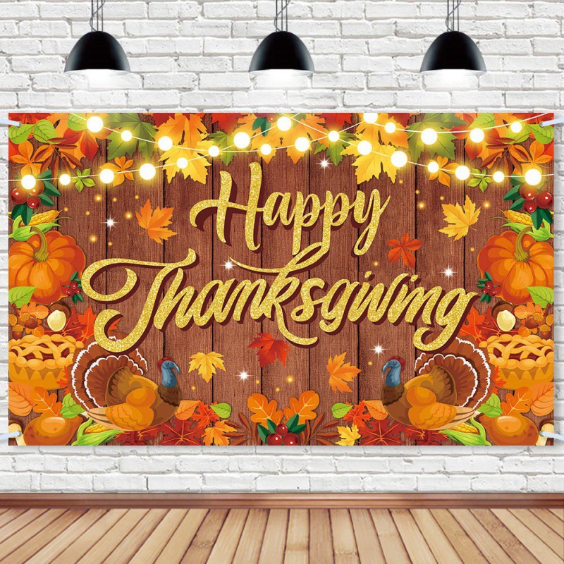 Decoración de fondo de la fiesta de Acción de Gracias de Amazon tela de fondo feliz thanksgiving decoración de la pancarta colgante