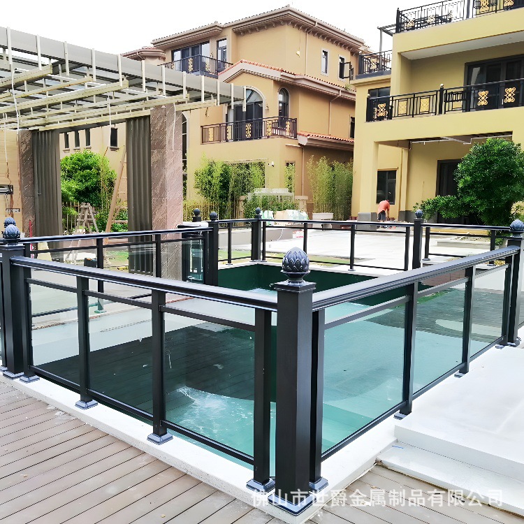 现代户外铝合金玻璃阳台护栏栏杆扶手 别墅小区铝合金阳台护栏