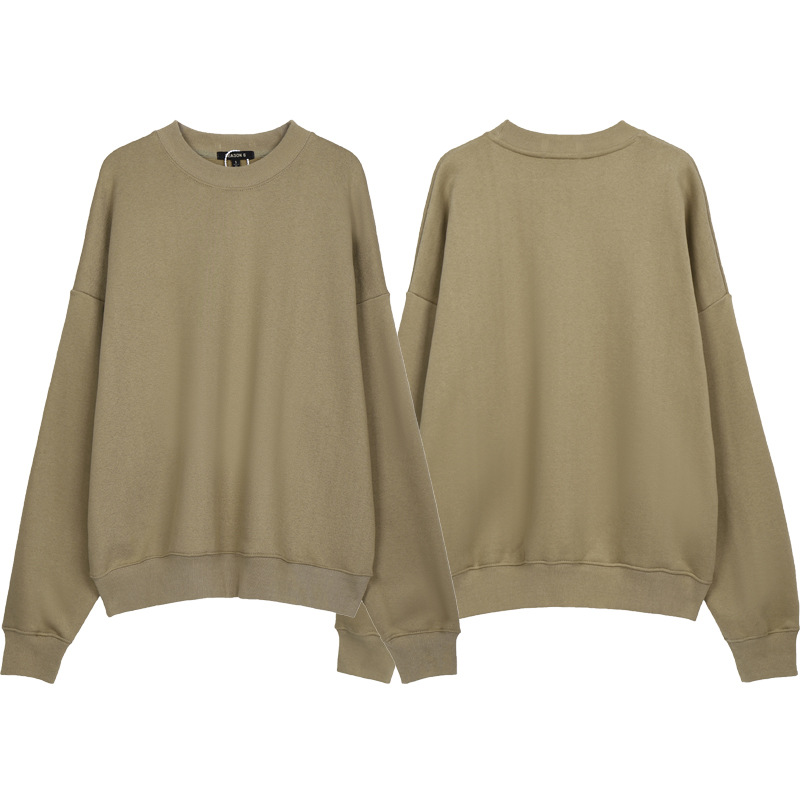 Alta versión YEEZY Kanye parte superior del cuerpo mismo estilo de alta calle suelta color sólido pullover fleece-forrado pareja cuello redondo suéter moda