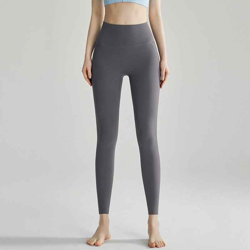 LAHN desnudo sensación de piel deportiva pantalones de cintura alta para mujeres sin líneas embarazosas anti-arrollador pantalones de gimnasio delgados verano