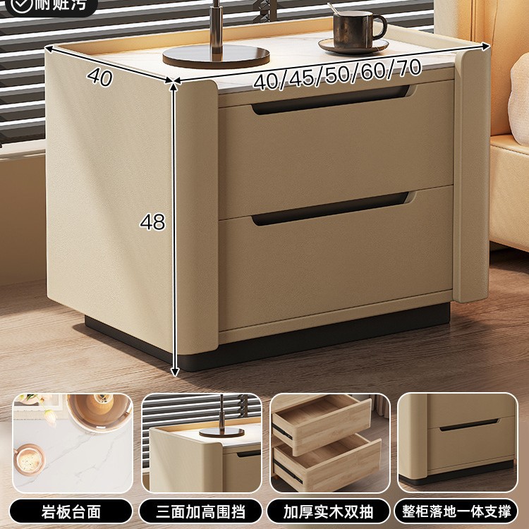 Mesita de noche, lujo ligero, alta gama, simple, moderno, armario de borde de cama, armario de almacenamiento de borde de cama de madera maciza para dormitorio