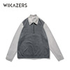 Lapel shirt Patchwork Color matching Thoracotomy zipper Sweater sweater Autumn and winter Korean Edition 2021 jacket