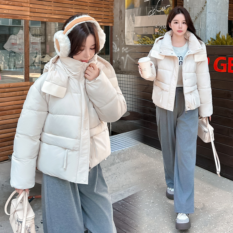 跨境2025新款棉衣女短款冬季连帽棉服韩版时尚棉衣外套百搭面包服|undefined