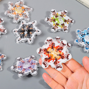 Transparent Space Centrifugal Small Top Plastic Lace Colorful Centrifugal Student Kindergarten Small Gift Toys Wholesale