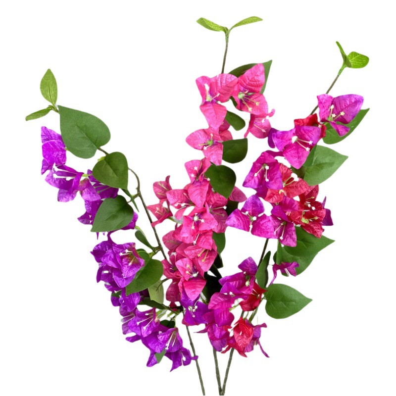 Flor artificial sola rama acabado triángulo Plum boda al aire libre ingeniería decoración escalada vid rododendro flor falsa por mayor