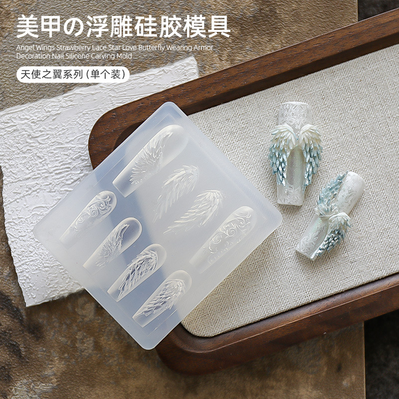 Manicure 3D molde de silicona suave herramientas de tallado arco manicure relieve goteo joyas manicure molde de silicona