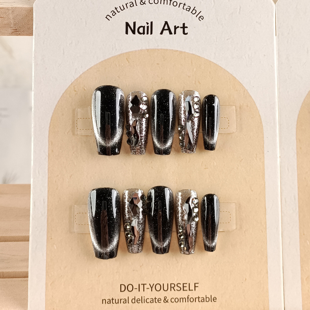 Manicura de Año Nuevo, 10 piezas de diamantes de perlas hechos a mano, arte de uñas portátil, parche de uñas Xiaohongshu, venta al por mayor