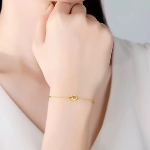 18K Gold Interlocking Bracelet Au750 Color Gold Couple Model Simple Accessible Luxury Gift for Girlfriend Water Shell Wholesale Gold