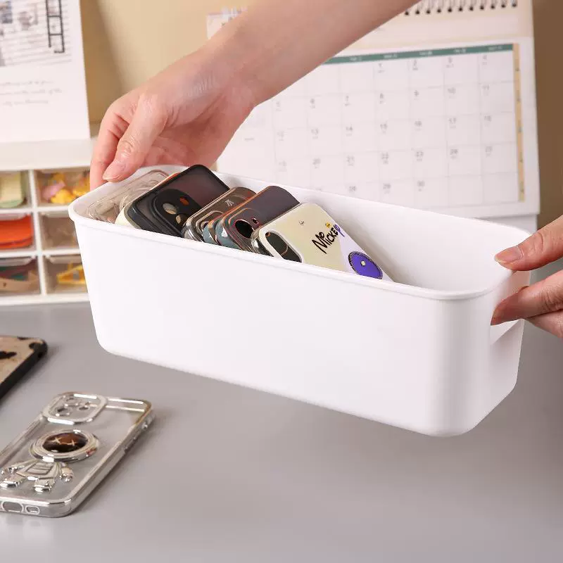Table Storage Box, Plastic Desk Organizer, Rectangular 25.5×9×9 cm, Multi-Purpose