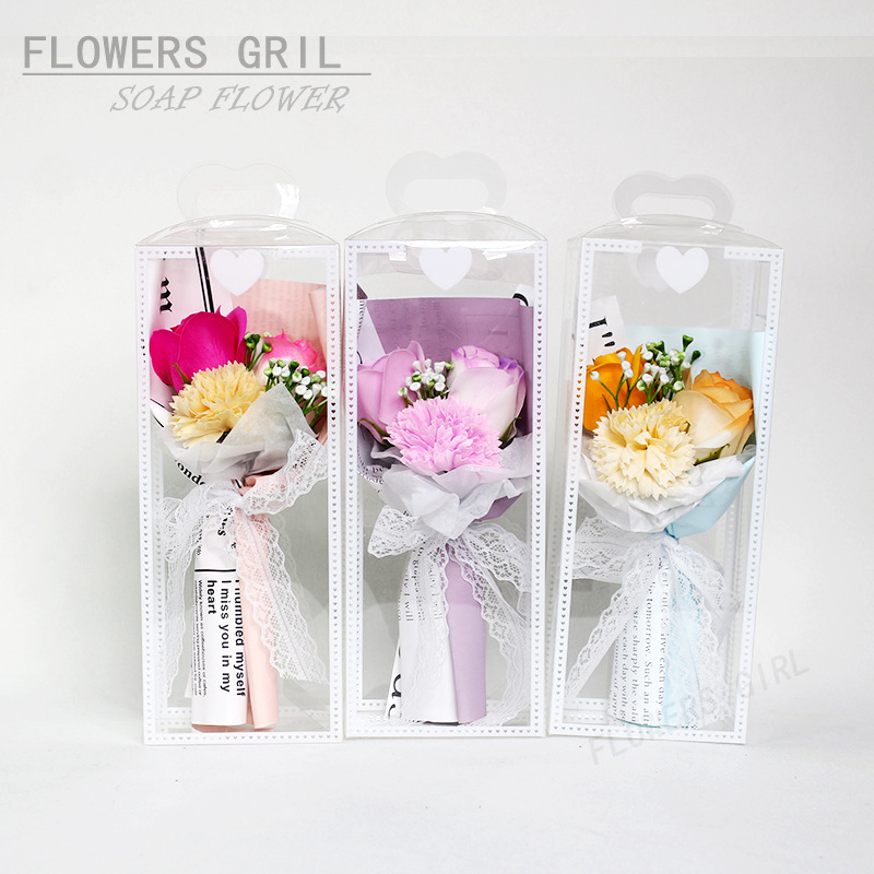 Rosa Eterna Día de San Valentín, Caja de Regalo con Flor de Jabón y Corazón Transparente