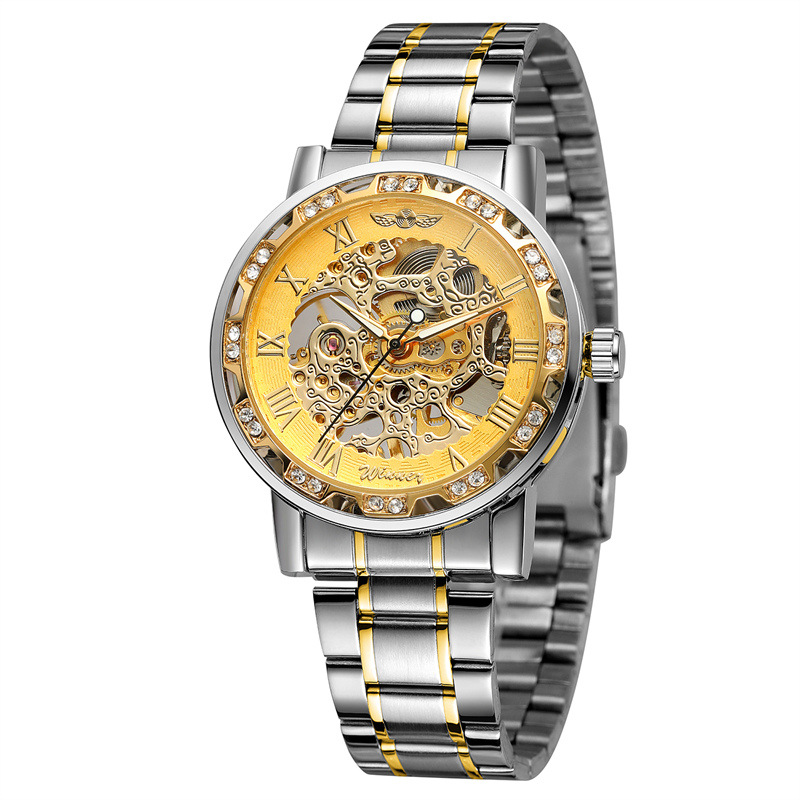 T-WINNER8012 nuevo fresco zafiro azul movimiento mecánico semiautomático regalo de los hombres de acero correa de reloj