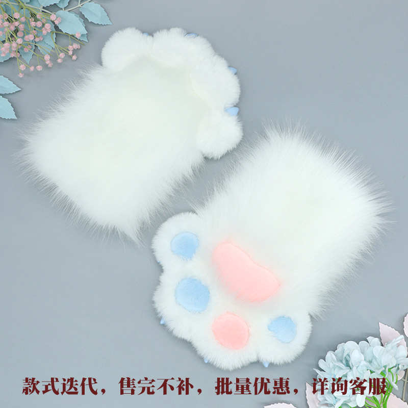 Guantes Sin Dedos de Garra de Gato de Felpa Térmicos para Cosplay y Eventos