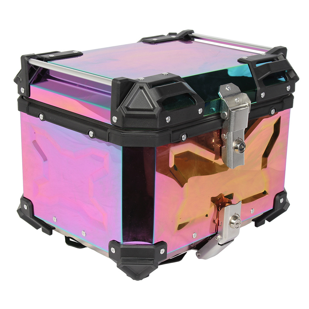 Fabricante de inventario claro Caja trasera de titanio 45L / 65L / 80L galvanizado espejo de motocicleta Caja trasera de aleación de aluminio