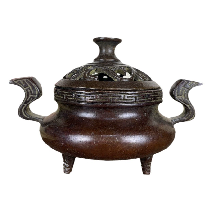 Старинная медная посуда Xuande продукт моделирования печи старомодный слоновий ухо трехногая мини-курильница Daming Xuan плита несколько оптом