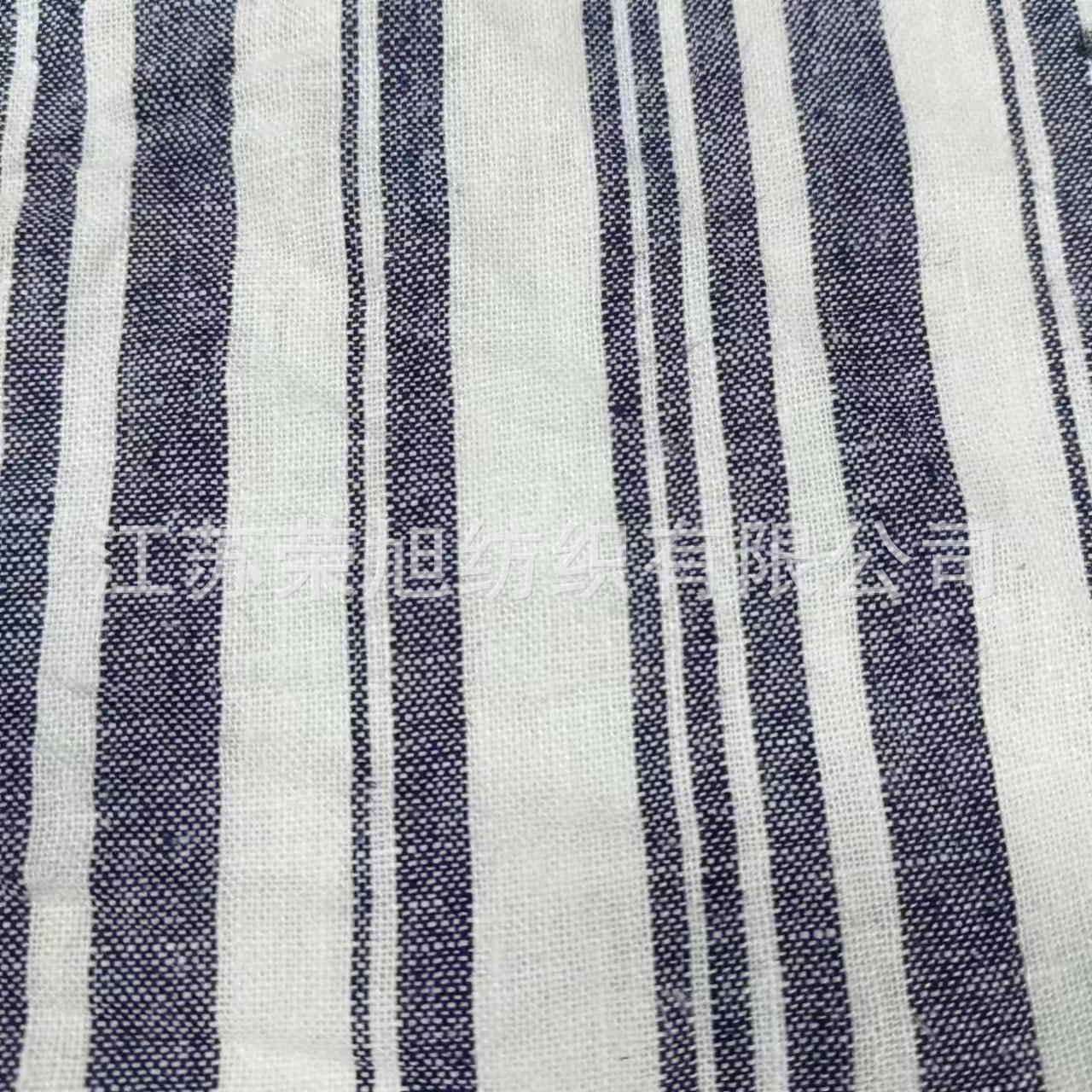 厂家直销 LR麻粘色织条布面料 裙子衬衫休闲面料  舒适 简约 现货